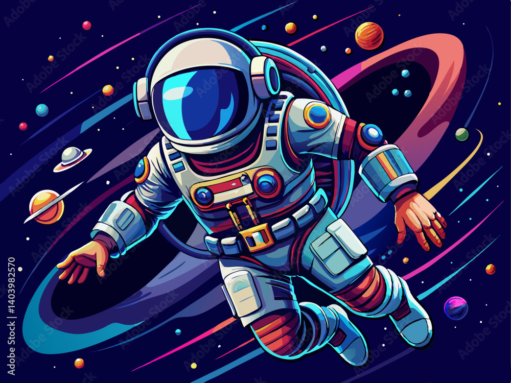A professional vector of a fully-equipped astronaut suit floating in zero gravity, placed on a black background, high-resolution and futuristic design A professional vector of a fully-equipped astronaut suit floating in zero gravity, placed on a black background, high-resolution and futuristic design
