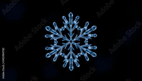 snowflake is shown on a black background