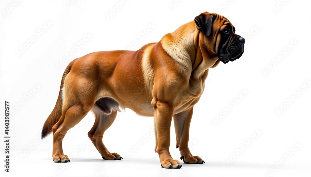 Majestic mastiff, powerful stance, white background, studio, canine photography Majestic mastiff, powerful stance, white background, studio, canine photography