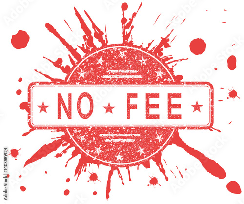 A red round stamp with a grunge texture and the text 