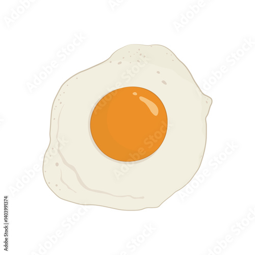 Fried egg closeup isolated on white background. Flat vector icon.