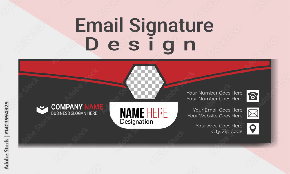 Obraz premium Mordern and creative email signature banner template for all users.Modern and minimalist email signature.Corporate email signature card in minimal style.
