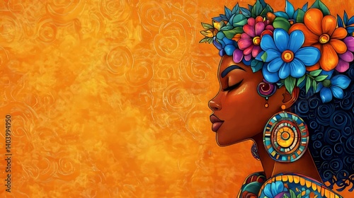 A dynamic digital image showcasing a woman's outline filled with floral designs, suitable for wellness initiatives, art prints, or celebrations like World Thyroid Day