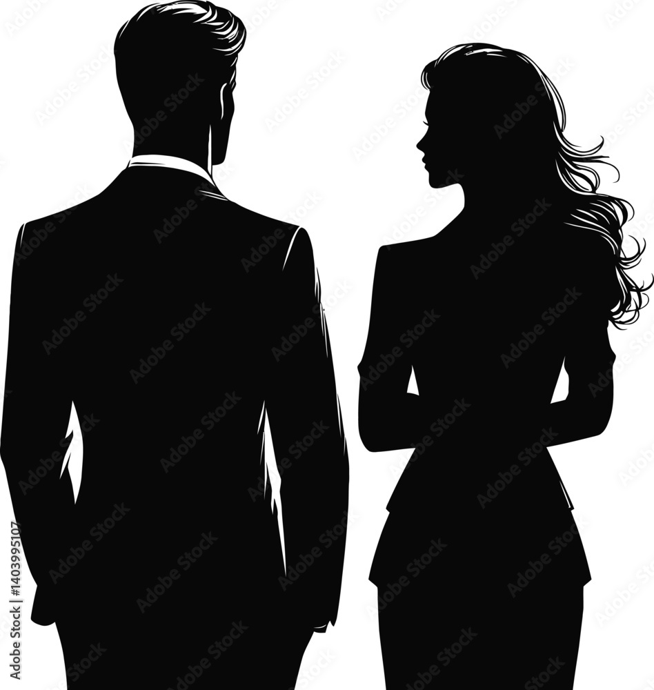 Elegant Silhouette of a Couple – Romantic Profile Illustration Elegant Silhouette of a Couple – Romantic Profile Illustration