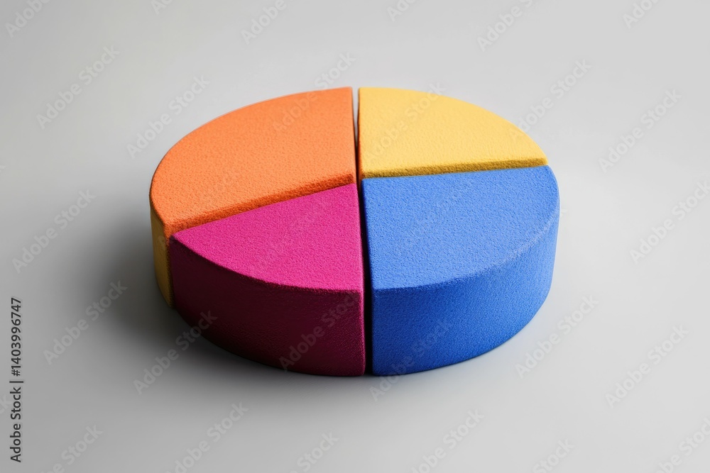 Fototapeta premium Colorful Pie Chart Segments Representing Data and Market Share