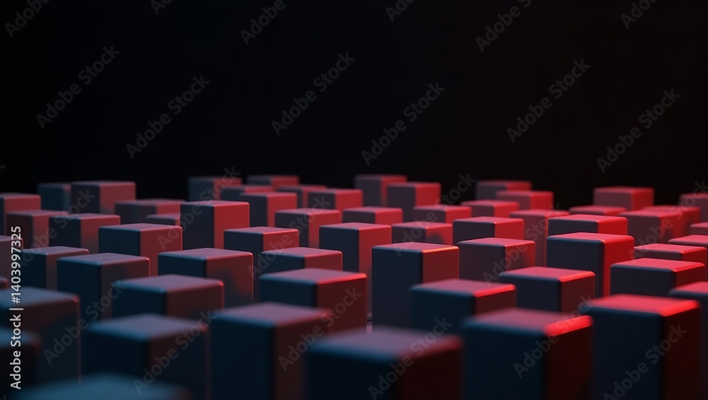 Fototapeta premium Abstract Red and Gray Geometric Cubes 3D Digital Art Modern Background Technology Design Futuristic Minimalist Illustration