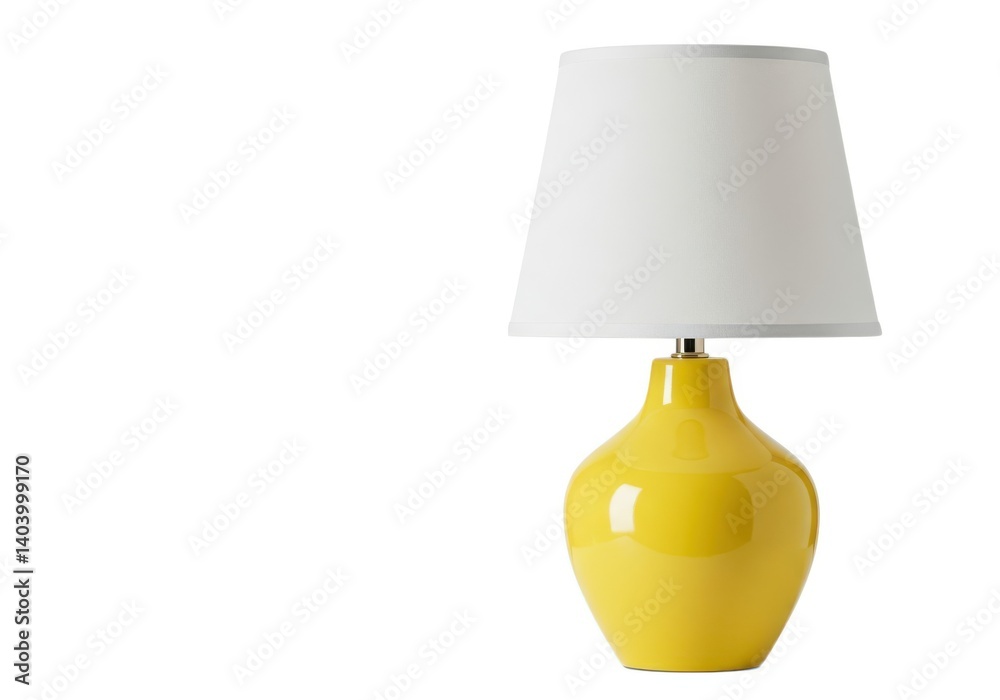 Yellow ceramic lamp with a white shade for home decoration isolated on white background Yellow ceramic lamp with a white shade for home decoration isolated on white background