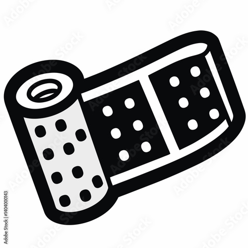  Medical bandage roll icon in black and white design