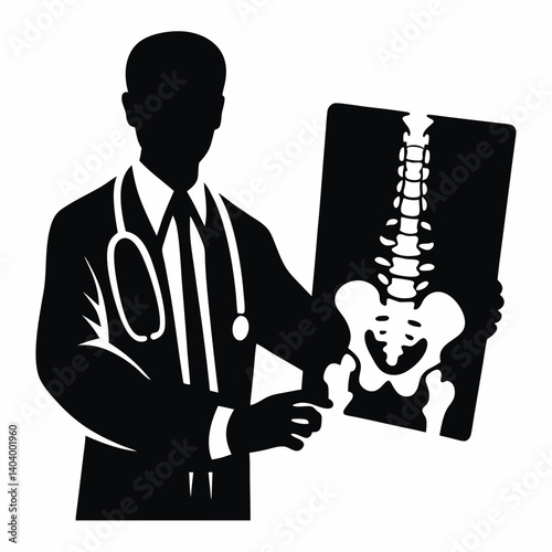 Doctor holding spine X-ray image