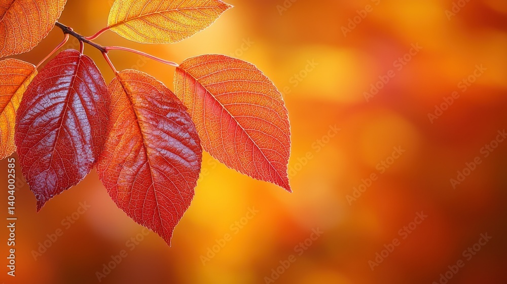 Obraz premium Autumnal Leaves: A Symphony of Red and Orange Hues