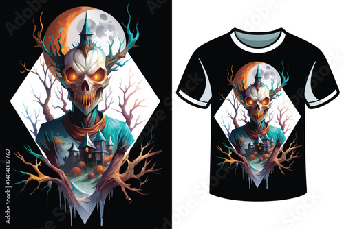 T-shirt design for Halloween and horror shadow 