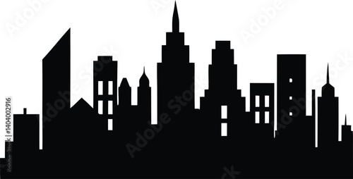 cities silhouette, modern building silhouette