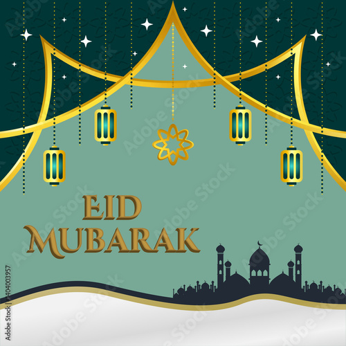 Eid Mubarak- Typography Eid Mubarak, text Calligraphy, premium vector illustration with luxury design.