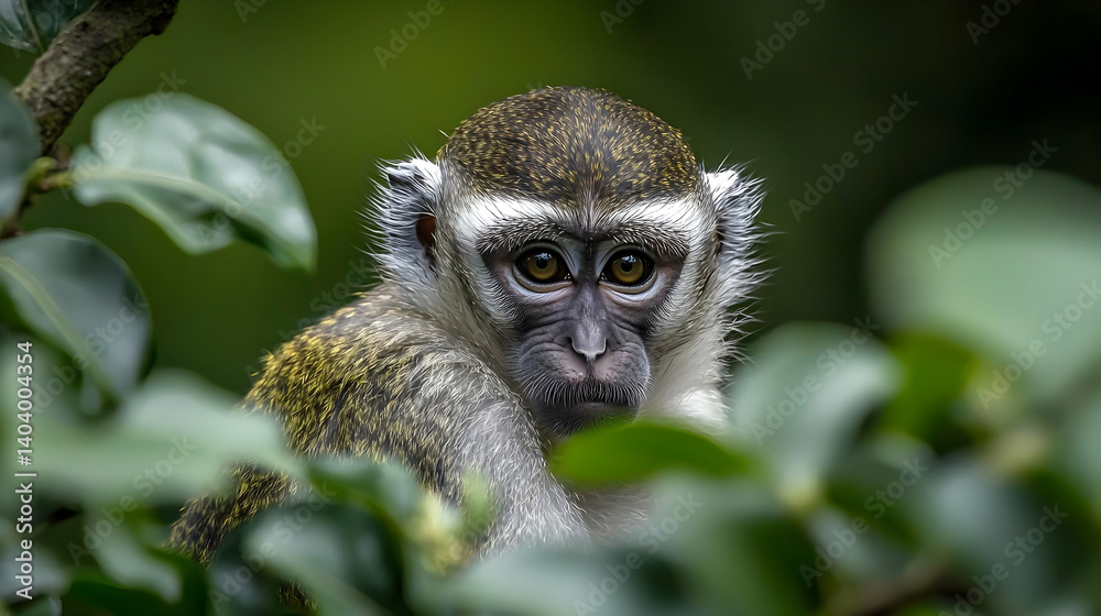 Obraz premium Close Up Of Small Monkey In Forest