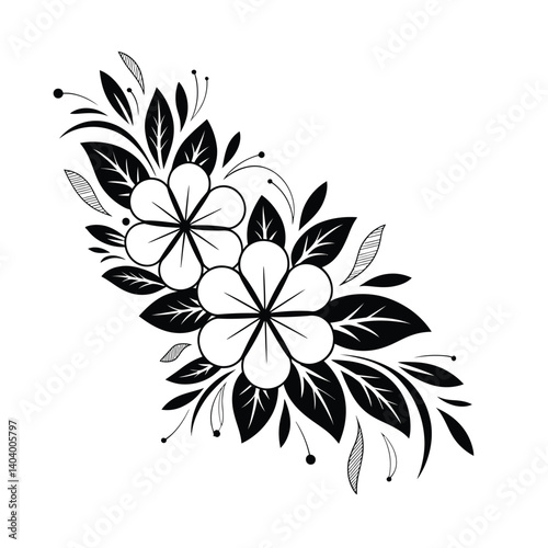 The illustration showcases a minimalistic botanical graphic sketch, a trendy small tattoo design, and floral elements.