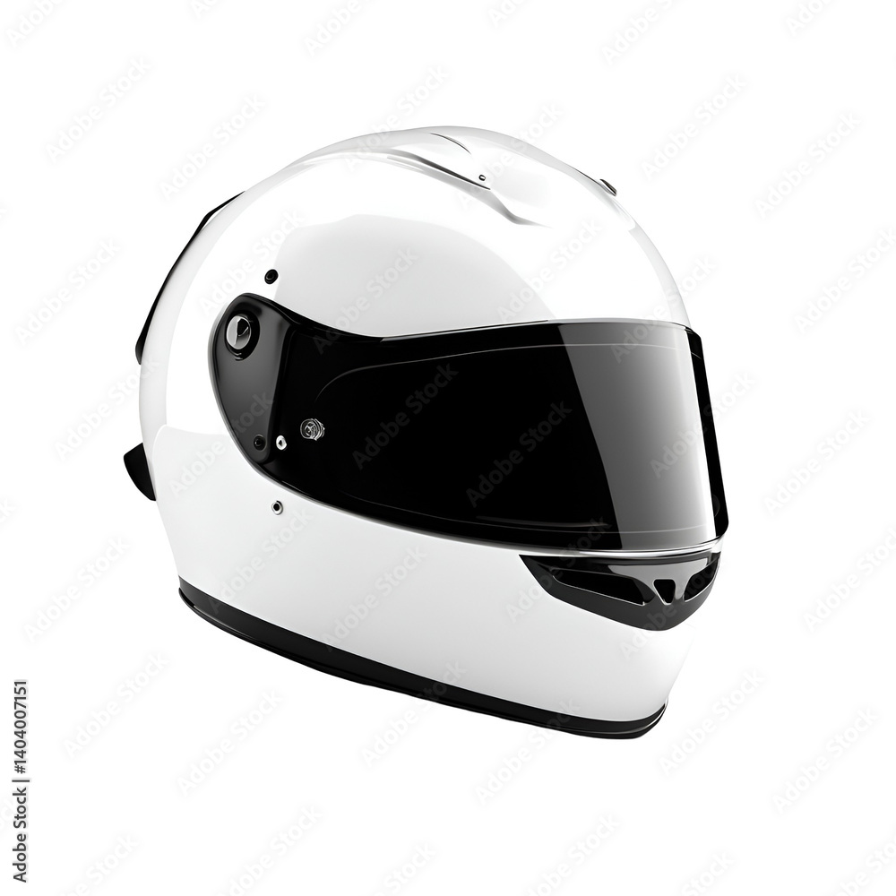 Fototapeta premium Sleek White Motorcycle Racing Helmet with Black Visor on Transparent Background