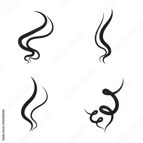 Smells line hot air icon set, hot aroma, smells or fumes.