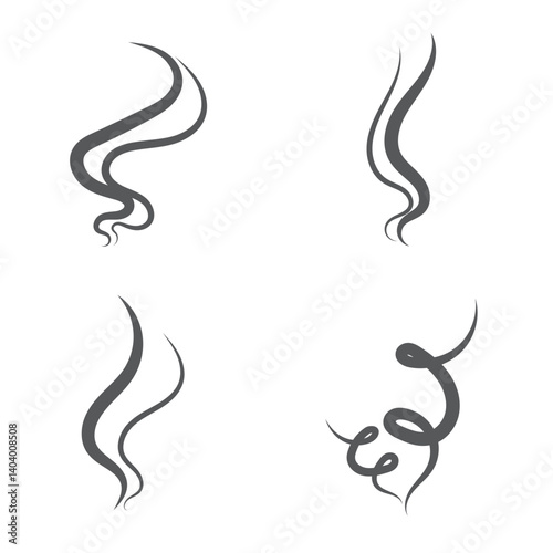 Smells line hot air icon set, hot aroma, smells or fumes.