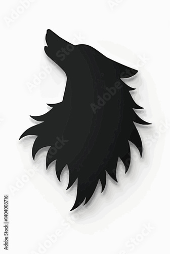 Wolf Head, Black and White Illustration

