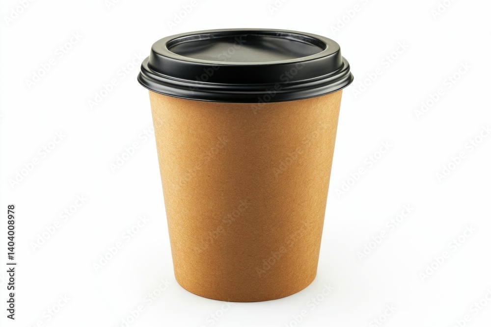 Takeaway Coffee Cup Mockup with Black Lid Isolated on White Takeaway Coffee Cup Mockup with Black Lid Isolated on White