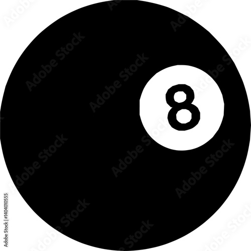 Black Billiard Ball Number Eight Vector Illustration - Cartoon, Clipart, and Line Art Design.eps
