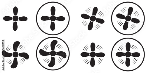 propeller icon set. flat design fan propellers vector isolated on white background