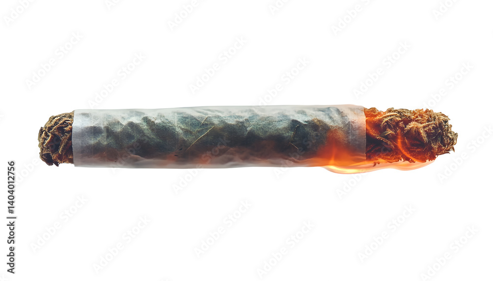 Lit marijuana joint illustration isolated on transparent background