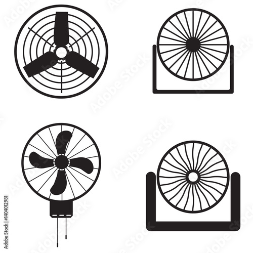 Stand fan editable stroke outline icon isolated on white background flat vector illustration. 