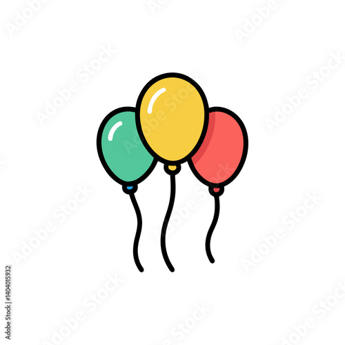 balloons doodle icon vector illustration on transparent background