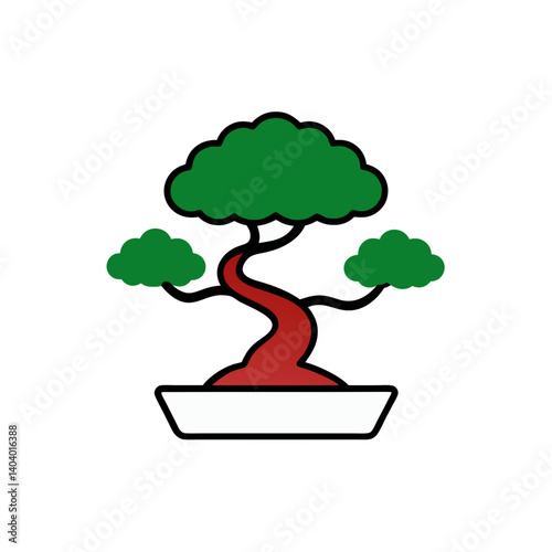 bonsai tree doodle icon vector illustration on transparent background