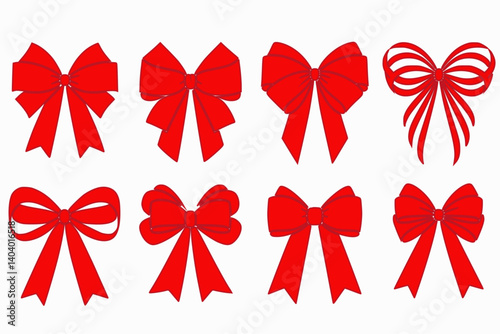  collection of red bows with ribbons and bows