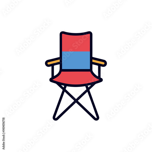 camp chair doodle icon vector illustration on transparent background