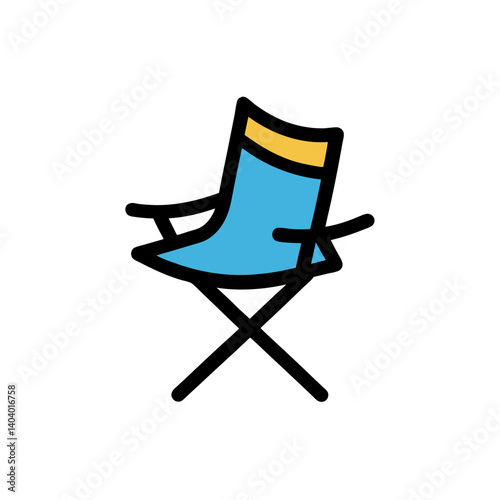 camp chair doodle icon vector illustration on transparent background