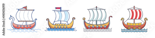 viking ship icon, viking ship vector illustration-simple illustration of viking ship, perfect for viking ship logos and icons