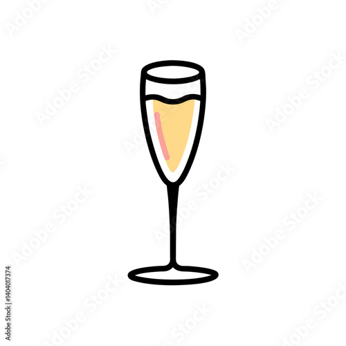 champagne glass doodle icon vector illustration on transparent background
