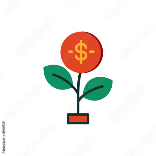 chinese money plant doodle icon vector illustration on transparent background