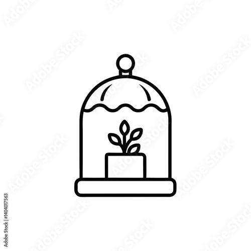 closed terrarium doodle icon vector illustration on transparent background