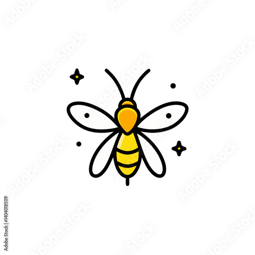 fireflies doodle icon vector illustration on transparent background