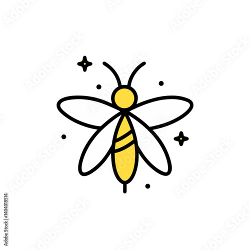 fireflies doodle icon vector illustration on transparent background