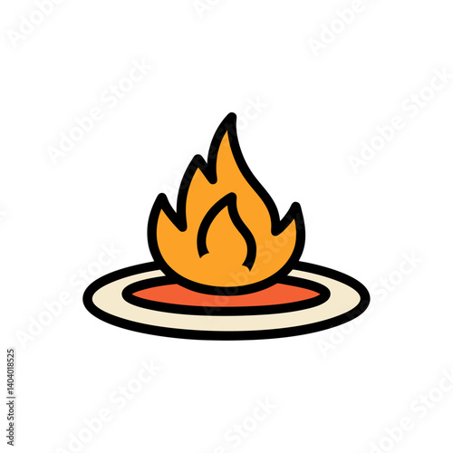fire pit doodle icon vector illustration on transparent background