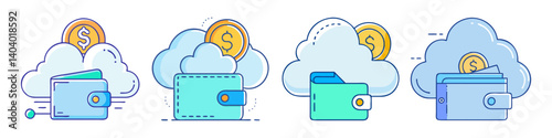 cloud wallet icon, cloud wallet vector illustration-simple illustration of cloud wallet, perfect for cloud wallet logos and icons