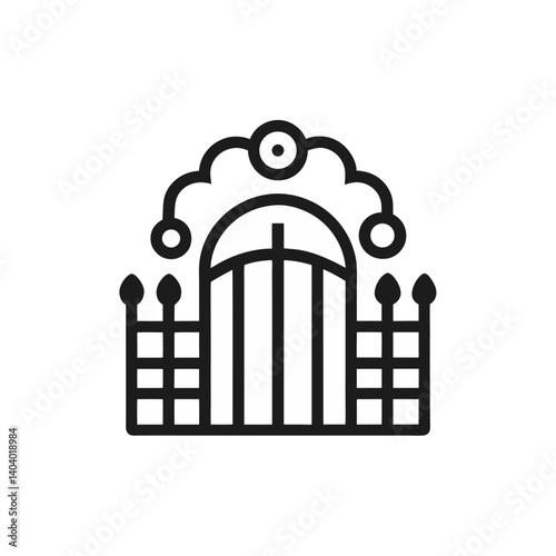garden gate doodle icon vector illustration on transparent background