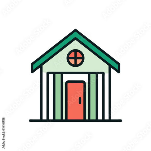  garden shed doodle icon vector illustration on transparent background