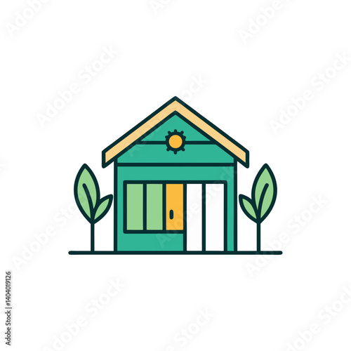  garden shed doodle icon vector illustration on transparent background