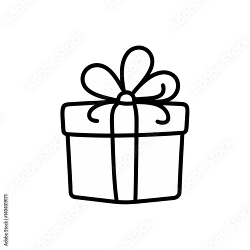 gift box doodle icon vector illustration on transparent background
