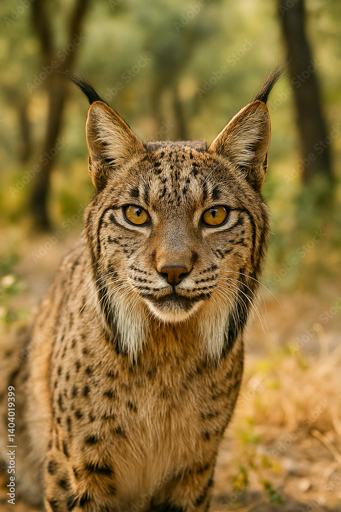 Obraz premium Iberian Lynx in Natural Habitat – Close-Up Portrait