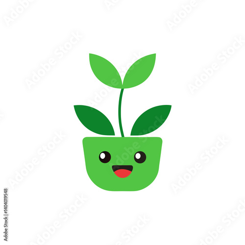 happy plant face doodle icon vector illustration on transparent background