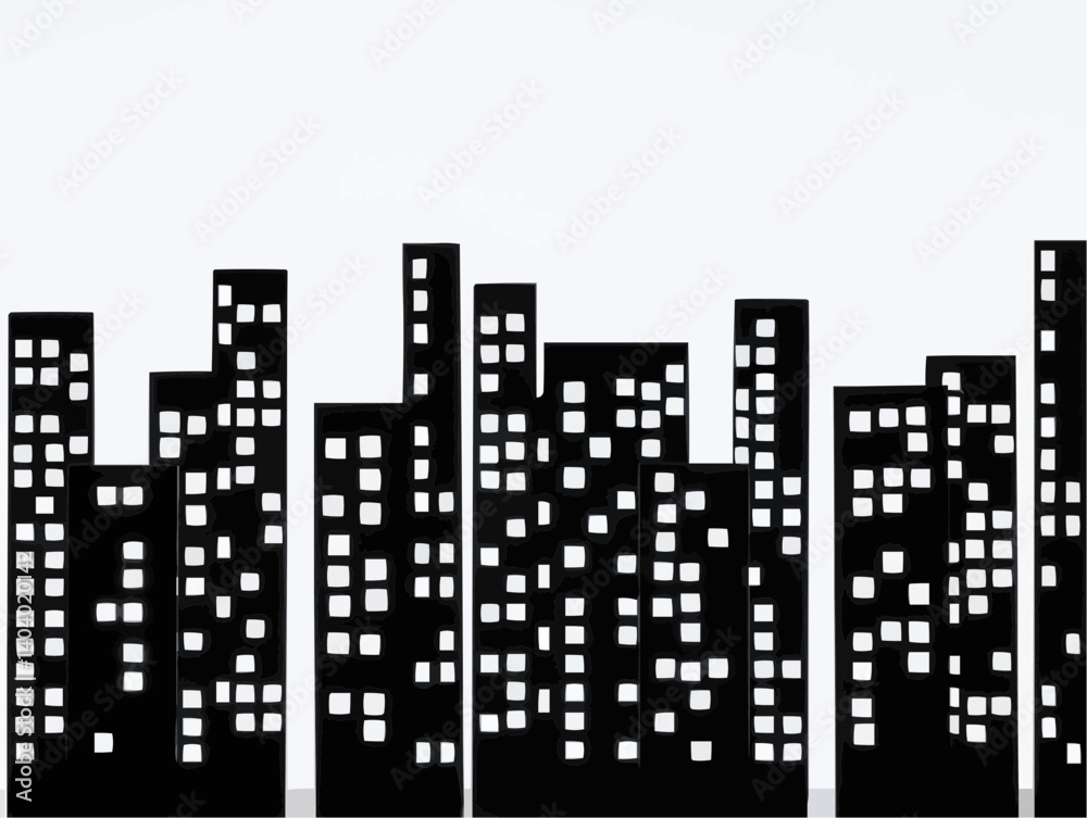 Fototapeta premium Cityscape Silhouette at Dawn