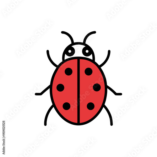 ladybug doodle icon vector illustration on transparent background