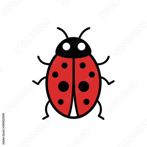 ladybug doodle icon vector illustration on transparent background